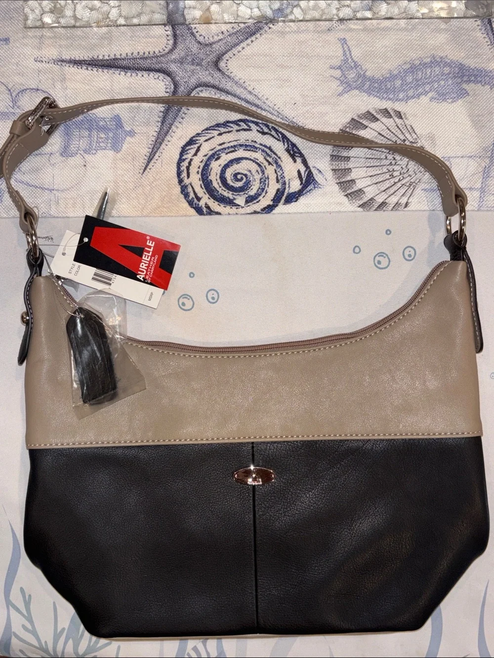 Aurielle By Carryland Two-Tone Genuine Leather Medium Hobo Shoulder Bag